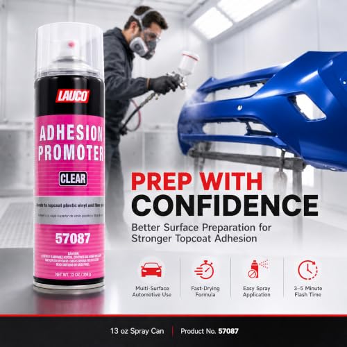 LAUCO Automotive Adhesion Promoter 13 oz Spray Can Pack of 1 - Use on Multi Surfaces Like Automotive Plastics, Bumpers, Vinyl Trim and Fiberglass (57087)