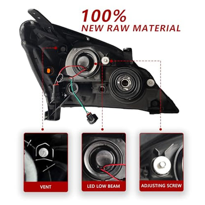 LED Headlights Assembly for 2003-2009 Lexus GX470, Projector Headlamp with Black Housing, Direct Replacement OEM Style w/o Sport Package, Driver Side - size: Left