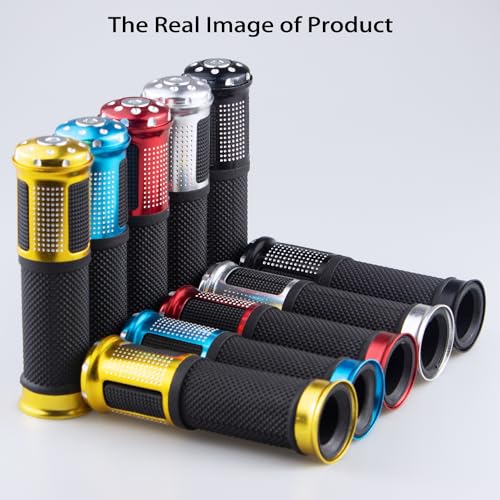 Universal Motorcycle Handlebar Grips Fits for Motorcycles with 7/8" Left Grip and 1" Right. - color: Silver