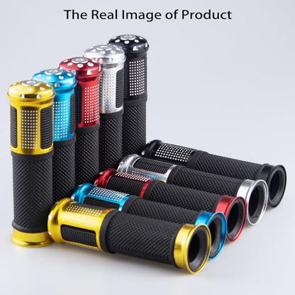 Universal Motorcycle Handlebar Grips Fits for Motorcycles with 7/8" Left Grip and 1" Right. - color: Silver