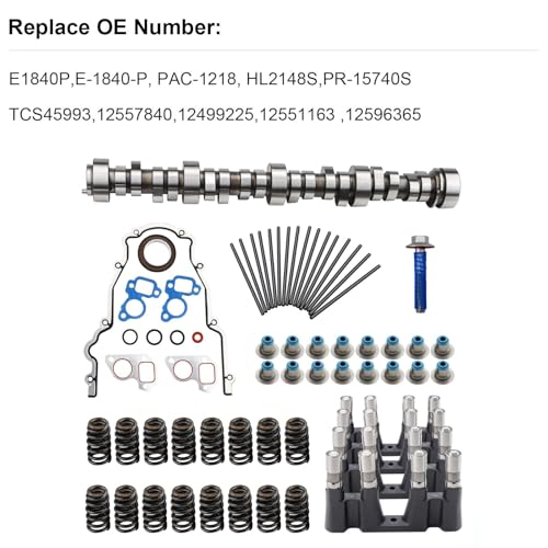 Sloppy Mechanics Stage 2 Camshaft Lifter Kit Compatible with 1997-2007 GM Chevy LS1 V8 4.8L 5.0L 5.3L 6.0L 6.2L LS1 LS2 LS6 LQ4 LQ9 Engines w/ E1840P Camshaft, Gaskets, Lifters & Trays