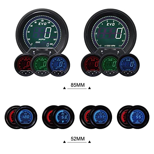 MOTOR METER RACING EVO Series GPS Digital 6 Gauge Set Blue & Red LED - color: Blue & Red, size: EVO Digital GPS Speedometer