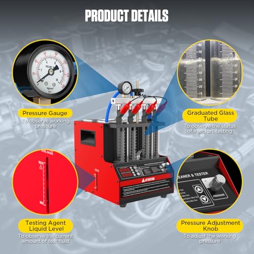 CT160 Fuel Injector Cleaner Machine, Ultrasonic, 4-Injector Tester - color: Red