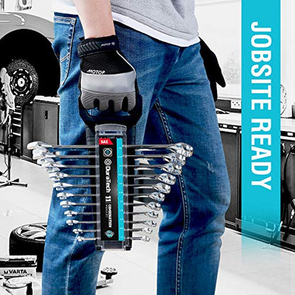 DURATECH Combination Wrench Set, SAE & Metric, 22-piece, 1/4-7/8" & 8-19mm - size: Metric&SAE (8 to 19mm & 1/4" to 7/8")