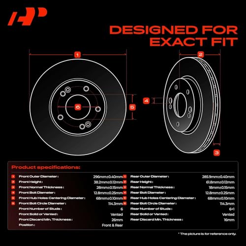 A-Premium Front and Rear Vented Brake Rotors and Ceramic Pads Kit, 12-Pack - style: F&R Vented