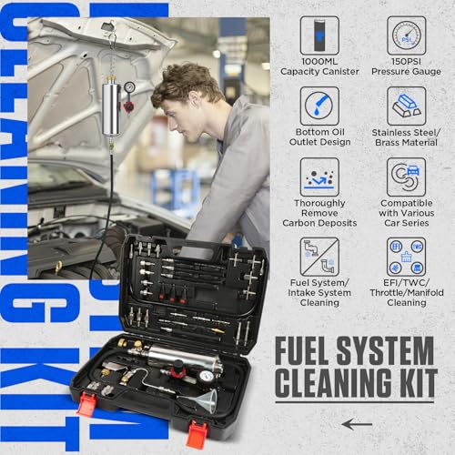 CMTOOL Fuel Injector Cleaner Kit, Automotive Fuel System Cleaning Kit, 1000ML Non-dismantle Cleaner Machine Tool for Auto Catalytic Converter/Intake Valve/Throttle Body