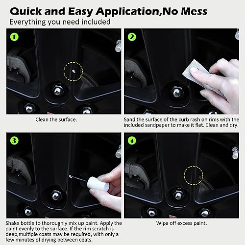 FOLLOWIN Gloss Black Rim Touch Up Paint, Car Wheel Scratch Repair Kit - color: gloss black