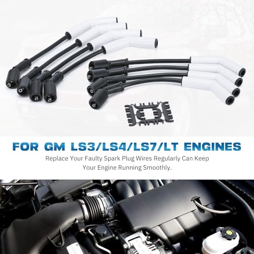 Spark Plug Wire Set for GM LS3/LS4/LS7/LT Engines 9070C Extreme 9000 Ceramic Spark Plug Boot Ignition Wire/Cable Kit