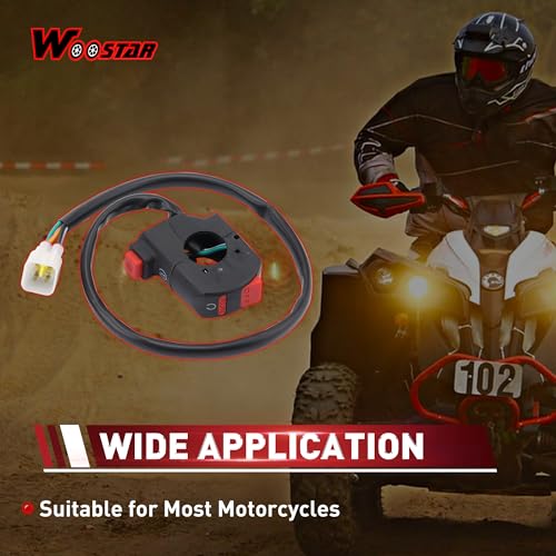 WOOSTAR 7/8" 22mm Handlebar 2 Function Right Start Switch Replacement for 125cc ATV 4 Wheeler Quad Sport Bike Dirt Pit Bike Electric Motorbike Bike - color: 2 Functions