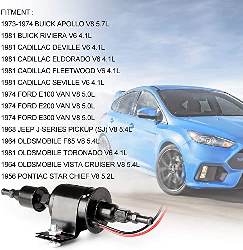 CarBole 12v Universal Electric Fuel Pump 5-9 PSI 30GPH Gasoline and Diesel Fuel Transfer Pump for Carburetor Engine E8012S E8016S EP12S FD0002 (Black)