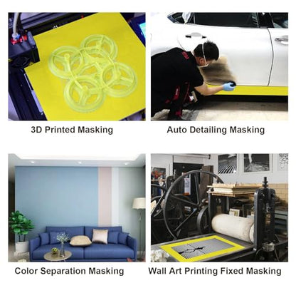 BOMEI PACK Wide Yellow Painters Tape 4 Inches x 30 Yards, 3D Tape, 3D Printing Tape for Laser Cutting, 21-Day Clean Removal Wide Masking Tape - color: Yellow