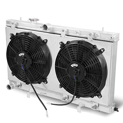 Auto Dynasty 2-Row Aluminum Radiator Compatible with Subaru Impreza, WRX, STI 2002 2003 2004 2005 2006 2007 2.0L 2.5L with 12V Fan Shroud