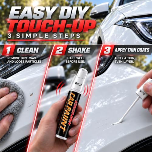 White Car Touch Up Paint Pen, for Auto & Car Paint Scratch Repair - color: White