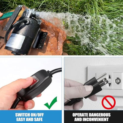 Water Transfer Pump, 115V 1/10HP Electric Utility Pump with On/Off Switch 2 * 6 ft Water Hoses Kit for Removing Water from Garden Pools Aquariums Hot Tub Draining 1/8’’ Low Suction for Rain Barrel - color: Black