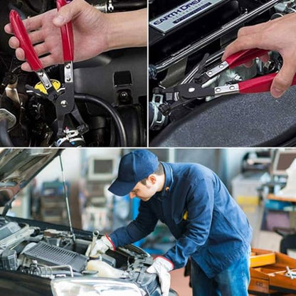 2 Pcs Hose Clamp Pliers Set，45° Angle Flat Belt Hose Clamp Plier and Wide & Flat band Hose Clamp Plier for Automotive Fuel Oil Water Hose, Coolant Radiator Heater (2 Pcs Hose Clamp Pliers Set)