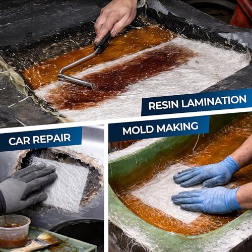 Fiberglass Chopped Strand Mat Roll, 1.5 oz, 6 in x 10 Yards, Fiberglass Mat for Boat Repair, Auto Body Repair, Compatible with Polyester & Vinyl Ester Resin - size: 6" x10Yards