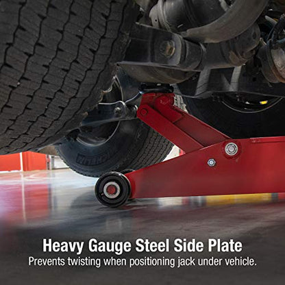 Sunex 6614, Air Hydraulic Floor Jack, 10 Ton Capacity, Two Methods of Operation, Hydraulic Power Unit, 3 Position Handle Lock , Wiper Seals, Rust Prohibition, Rear Kick Plate, Easy Maneuverability, Heavy Gauge Steel Side Plate, Bypass and Overload Valves,