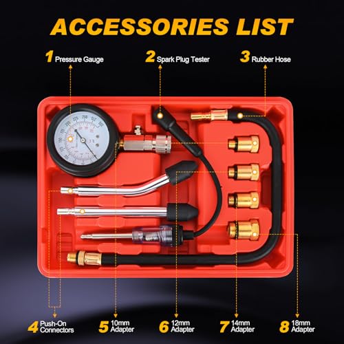 Nilight Compression Tester Kit with Spark Plug Tester 9PCS - color: 9pcs