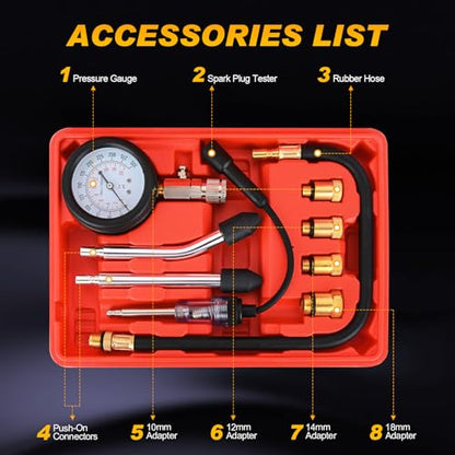Nilight Compression Tester Kit with Spark Plug Tester 9PCS - color: 9pcs
