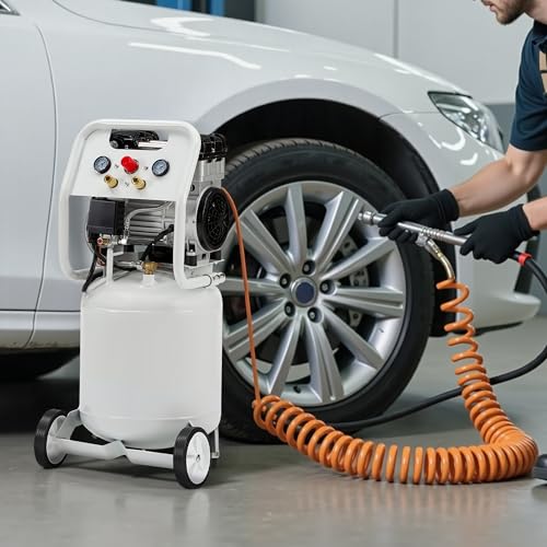 Albott 10 Gallon Electric Air Compressor, 1.8 HP Vertical Wheeled Tank - style: 10 Gal