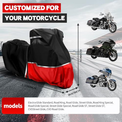 Motorcycle Cover for Harley Touring Model Road Glide Electra Glide Standard - size: Touring without Trunk