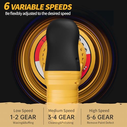 Polisher for Car Detailing to 5500Rpm (Yellow, Upgraded Version) - color: Yellow, Upgraded Version