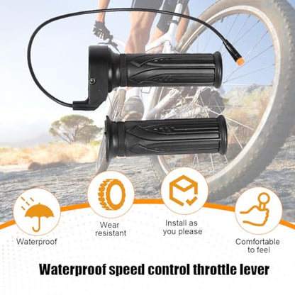 HZEL Ebike Throttle Grip, 1 Pair 20X 3 Pin Waterproof Electric Bicycle Full Twist Throttle Accelerator Handlebar Grip, Scooter Speed Controller Handle, Universal for E-Bike Motorcycle