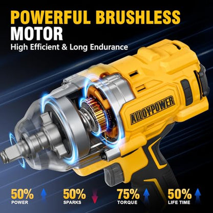 1500 FT-LBS(2000N.M) Cordless Impact Wrench, 1/2" High Torque - size: 1500Ft-lbs /1x Battery