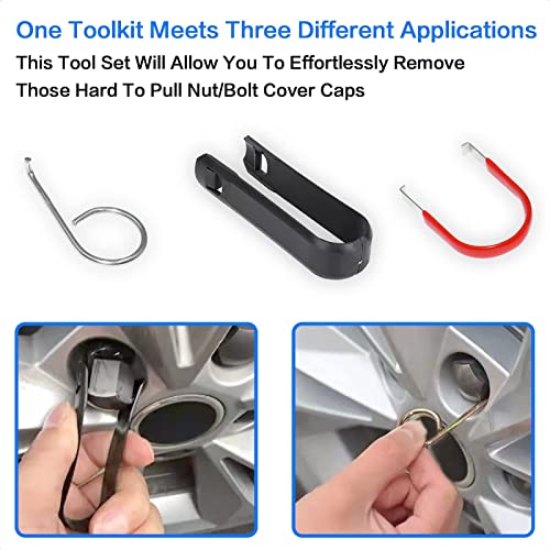 Pack of 3 Type Car Wheel Hub Bolt Nut Cover Removal Tool