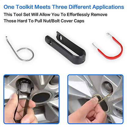 Pack of 3 Type Car Wheel Hub Bolt Nut Cover Removal Tool