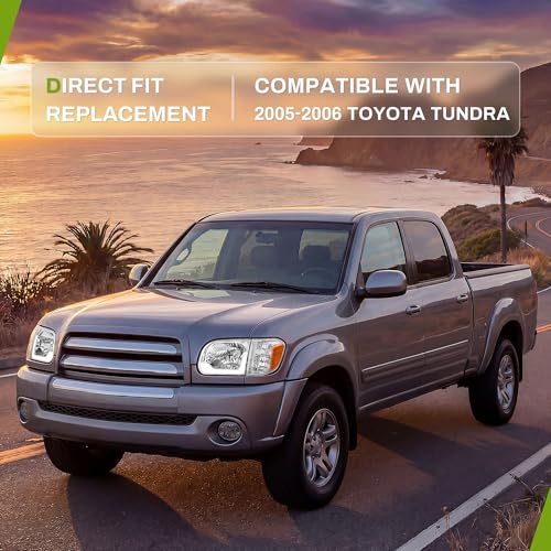 AUTOSAVER88 LED DRL Headlights Compatible with 2005-2006 Toyota Tundra - color: LED - Chrome/Amber/Clear, size: Fit 05-06 Tundra