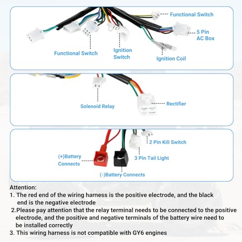 EOPOAYI Complete Wiring Harness Kit for Tao tao Coolster 110cc Chinese ATV
