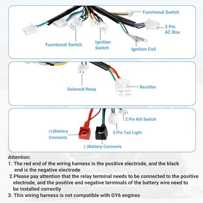 EOPOAYI Complete Wiring Harness Kit for Tao tao Coolster 110cc Chinese ATV