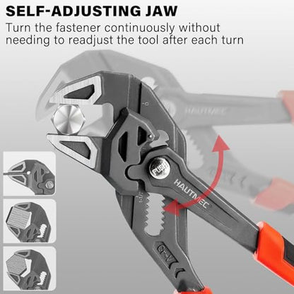 HAUTMEC 3PCS Adjustable Pliers Wrench Sets (7 10 12"), Smooth Jaw Parallel Pliers, Heat-Treated CR-V Steel & Phosphated Rust-Resistant, SAE/Metric Scale, Storage Belt Pouch for Professional & DIY - color: 7&10&12 Inch