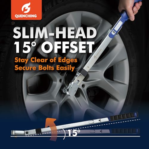 QUENCHING Torque Wrench 1/2 Inch Drive, Split Beam Design with ±4% Accuracy, Dual Scale ft-lb & Nm, 15° Flex Head, CR-V Steel, Pre-Calibrated, with Storage Case - size: 1/2"DR. 40-250 FT-LB