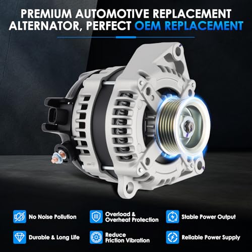 14007 Car Alternators Fit for Chevrolet Silverado 1500 2014-2019, Tahoe Suburban, for GMC Sierra 1500, Yukon, for Cadillac Escalade ESV 4.3L 5.3L 6.2L 6.6L Automotive Replacement Alternator - size: #14007N, 14007 Alternator