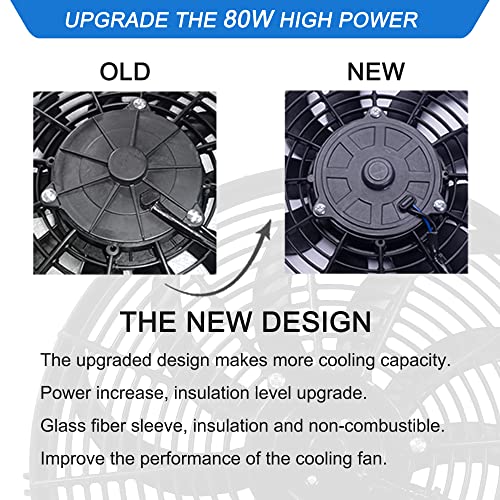 12" Inch Electric Radiator Fan 12V Universal Cooling Fan 80W Mount Kit High Performance Radiator Assembly Kit - style: 12" Curved