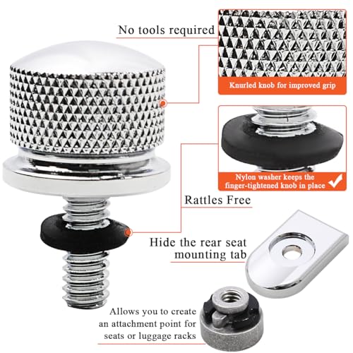 FOVPLUE Quick-Release Fender Seat Hardware Kit for Harley Softail - color: CHROME BOLT/CAP/NUT/WASHER