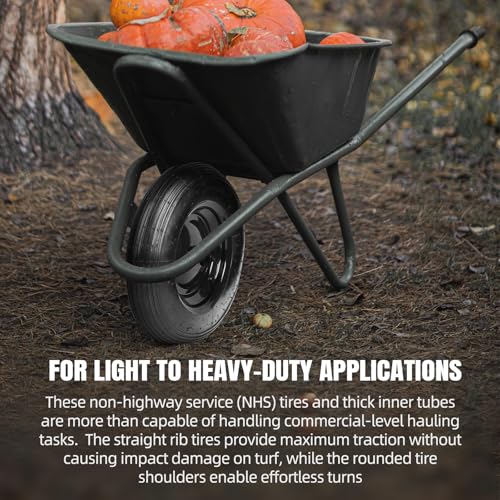 (2-Set) AR-PRO 4.80/4.00-8" Tire and Inner Tube Set - Universal Replacement Tires and Inner Tubes with 15.5" Outer Tire Diameter and 4.80" Tire Width - Fits on Dollies, Trolleys, Wagons, and More - size: 4.80/4.00-8