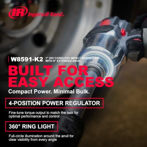 Ingersoll Rand W8591-K2 1" Cordless Impact Wrench and IQV20 Battery Kit - size: 1", style: 6" Ext. Anvil-Tool Only