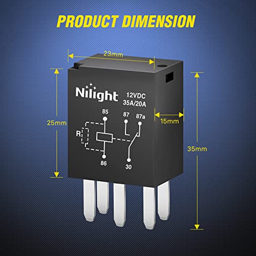 Nilight 5Pack 12V 5Pin Ultra Micro ISO SPST Relay 35A/20A for Fuel Pump - color: 5Pin Relay