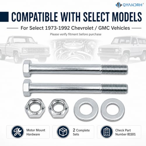 2 Sets 81101 Motor Mount Bolt Kit for Chevy GMC, Grade 8 Hardware