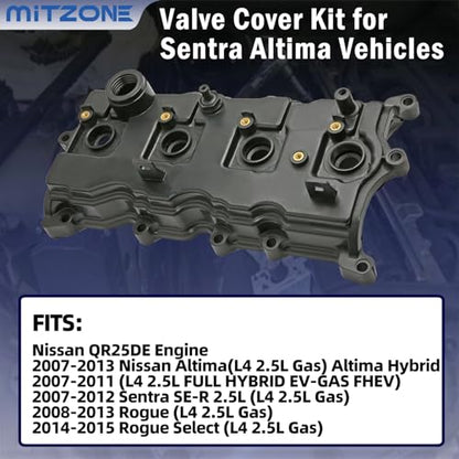 MITZONE Engine Valve Cover Compatible with 2007-2013 Nissan Altima Sentra SE-R 2.5L Part# 13264-JA00A 13270-JA00A - color: 2007-2013 Altima Sentra