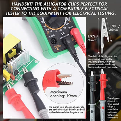 HANDSKIT Electrical Multimeter Test Leads Set with Alligator Clips