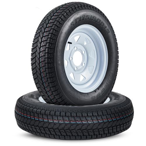 GarveeTech 2PCS ST175/80D13 175 80 13 Trailer Tire 5 Lug, Center Bore 3.2 Inch, 6 PLY, 2 Pack ST175 80D13 Tires, Muti Function Lawn Mower & Tractor Turf Tire (ST175/80d13) - size: ST175/80d13, style: 5 lug