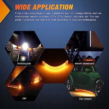 Nilight 2PCS 5 Inch LED Motorcycle Turn Signal Tail Light Strips Yellow Amber Beam Flexible Bend Adhesive Universal Fit Harley Motorcycles Dirt Bikes Snowmobile ATV - color: White,Yellow