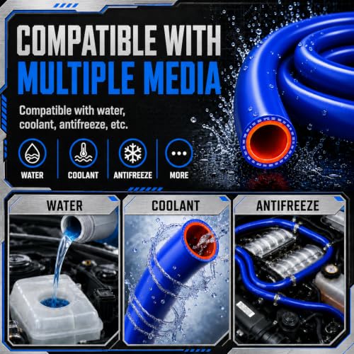 3/4" ID x 5 FT Silicone Heater Hose, 3-Layer Reinforced, Blue