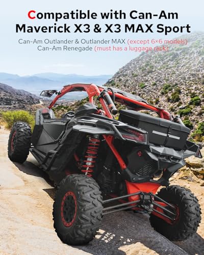 Benlari 53L Can Am X3 Rear Storage Box, ATV Storage Bags Waterproof, ATV Cargo Bag with Cooler Compatible with Can-Am Maverick X3 Sport Commander Outlander Renegade,Replacement for 715002923
