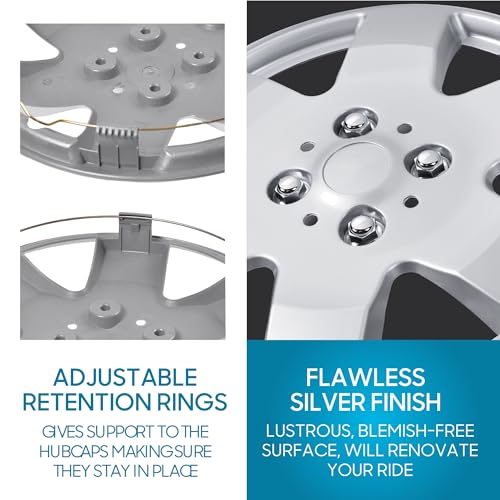 BDK 15 Inch Replacement Hubcaps for Cars (Set of 4), Wheel Cover Hub Cap - style: OG 4-Lug 15"