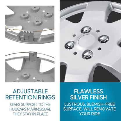 BDK 15 Inch Replacement Hubcaps for Cars (Set of 4), Wheel Cover Hub Cap - style: OG 4-Lug 15"